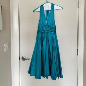 Turquoise Halter Dress | 100% Silk | Size 6